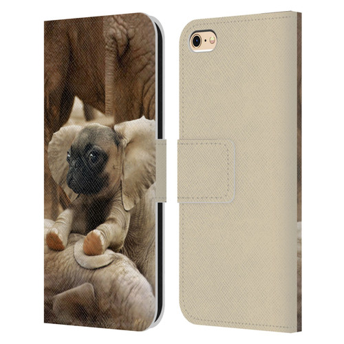 Pixelmated Animals Surreal Wildlife Pugephant Leather Book Wallet Case Cover For Apple iPhone 6 / iPhone 6s