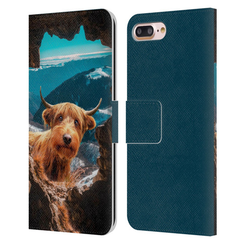Pixelmated Animals Surreal Wildlife Cowpup Leather Book Wallet Case Cover For Apple iPhone 7 Plus / iPhone 8 Plus