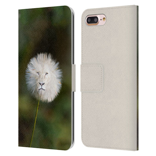 Pixelmated Animals Surreal Wildlife Dandelion Leather Book Wallet Case Cover For Apple iPhone 7 Plus / iPhone 8 Plus