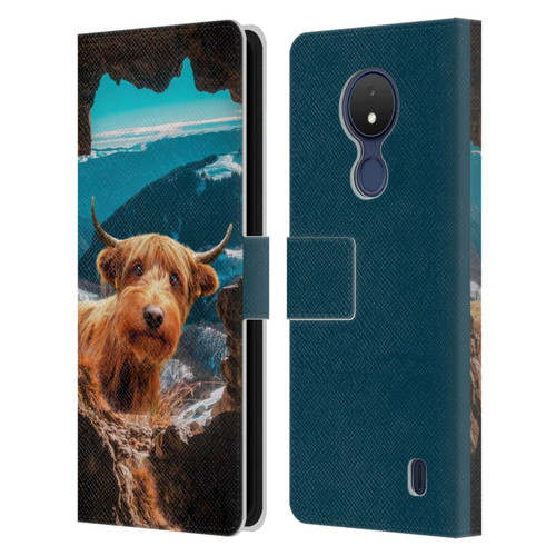 Pixelmated Animals Surreal Wildlife Cowpup Leather Book Wallet Case Cover For Nokia C21