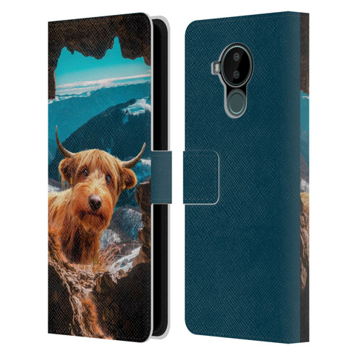 Pixelmated Animals Surreal Wildlife Cowpup Leather Book Wallet Case Cover For Nokia C30