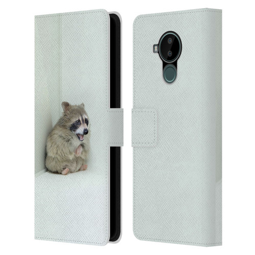 Pixelmated Animals Surreal Wildlife Hamster Raccoon Leather Book Wallet Case Cover For Nokia C30