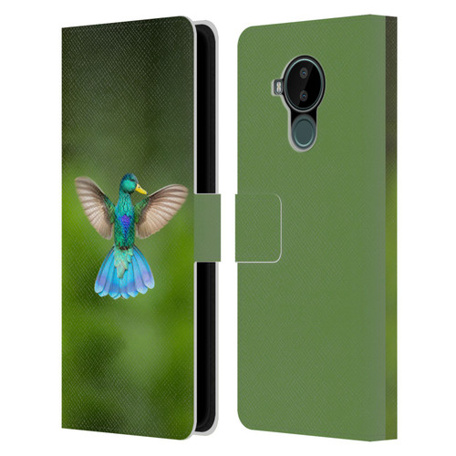Pixelmated Animals Surreal Wildlife Quaking Bird Leather Book Wallet Case Cover For Nokia C30