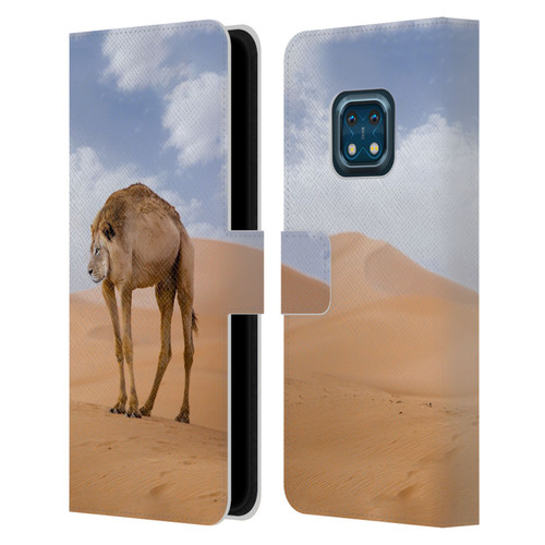 Pixelmated Animals Surreal Wildlife Camel Lion Leather Book Wallet Case Cover For Nokia XR20