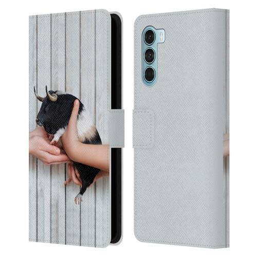 Pixelmated Animals Surreal Wildlife Guinea Bull Leather Book Wallet Case Cover For Motorola Edge S30 / Moto G200 5G