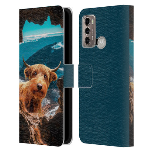 Pixelmated Animals Surreal Wildlife Cowpup Leather Book Wallet Case Cover For Motorola Moto G60 / Moto G40 Fusion
