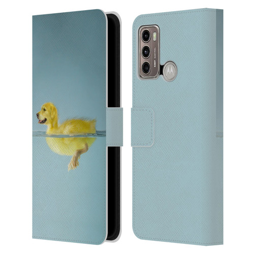 Pixelmated Animals Surreal Wildlife Dog Duck Leather Book Wallet Case Cover For Motorola Moto G60 / Moto G40 Fusion