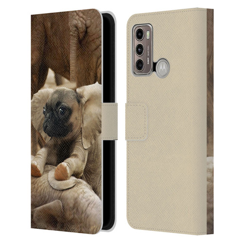 Pixelmated Animals Surreal Wildlife Pugephant Leather Book Wallet Case Cover For Motorola Moto G60 / Moto G40 Fusion
