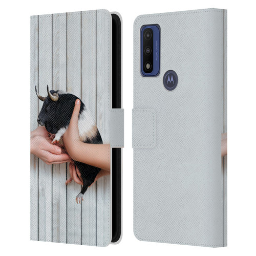 Pixelmated Animals Surreal Wildlife Guinea Bull Leather Book Wallet Case Cover For Motorola G Pure