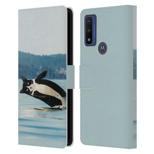 Pixelmated Animals Surreal Wildlife Orcat Leather Book Wallet Case Cover For Motorola G Pure