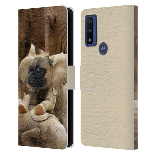 Pixelmated Animals Surreal Wildlife Pugephant Leather Book Wallet Case Cover For Motorola G Pure