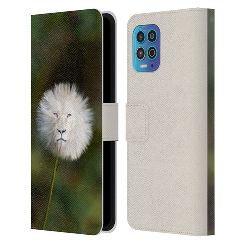 Pixelmated Animals Surreal Wildlife Dandelion Leather Book Wallet Case Cover For Motorola Moto G100