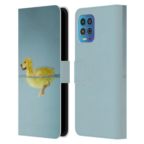 Pixelmated Animals Surreal Wildlife Dog Duck Leather Book Wallet Case Cover For Motorola Moto G100