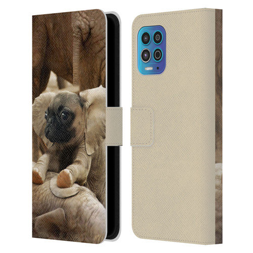 Pixelmated Animals Surreal Wildlife Pugephant Leather Book Wallet Case Cover For Motorola Moto G100