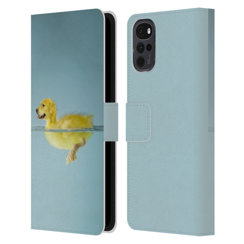Pixelmated Animals Surreal Wildlife Dog Duck Leather Book Wallet Case Cover For Motorola Moto G22