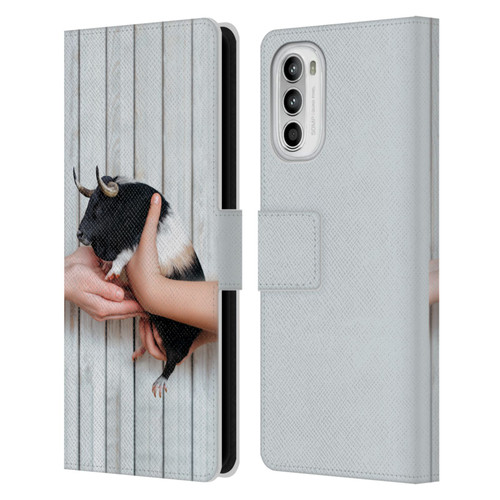 Pixelmated Animals Surreal Wildlife Guinea Bull Leather Book Wallet Case Cover For Motorola Moto G52