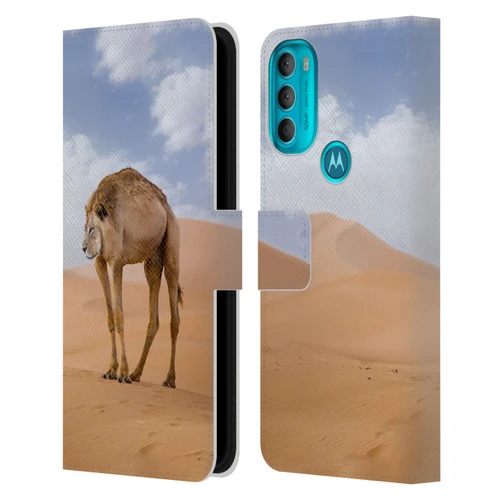 Pixelmated Animals Surreal Wildlife Camel Lion Leather Book Wallet Case Cover For Motorola Moto G71 5G