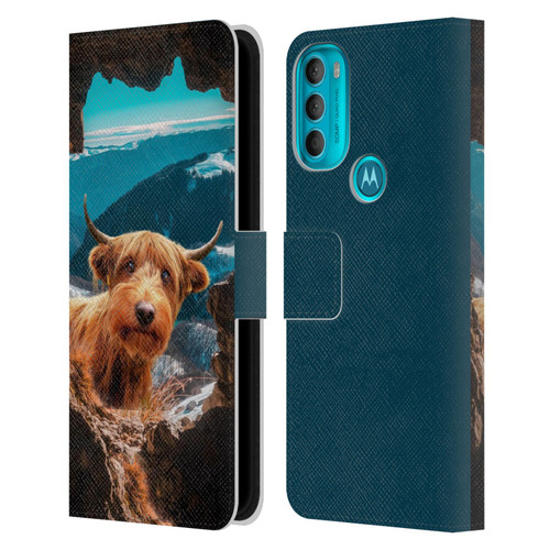 Pixelmated Animals Surreal Wildlife Cowpup Leather Book Wallet Case Cover For Motorola Moto G71 5G