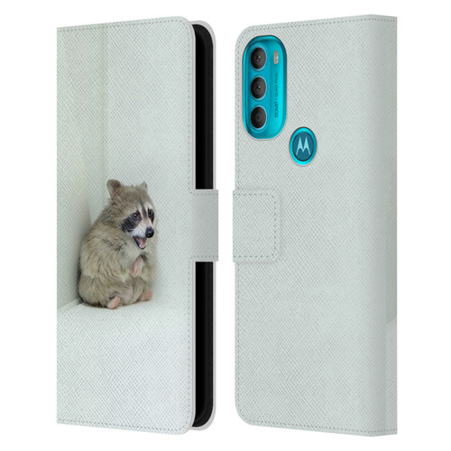 Pixelmated Animals Surreal Wildlife Hamster Raccoon Leather Book Wallet Case Cover For Motorola Moto G71 5G
