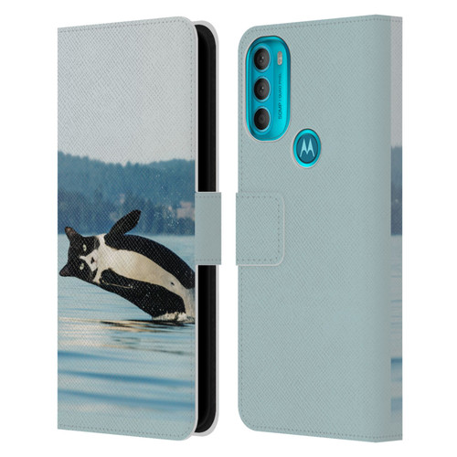 Pixelmated Animals Surreal Wildlife Orcat Leather Book Wallet Case Cover For Motorola Moto G71 5G