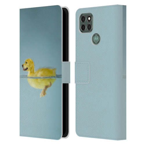 Pixelmated Animals Surreal Wildlife Dog Duck Leather Book Wallet Case Cover For Motorola Moto G9 Power