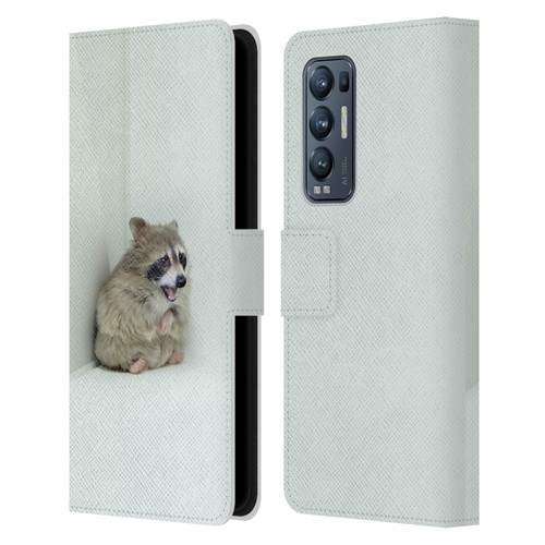 Pixelmated Animals Surreal Wildlife Hamster Raccoon Leather Book Wallet Case Cover For OPPO Find X3 Neo / Reno5 Pro+ 5G
