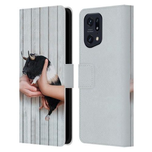 Pixelmated Animals Surreal Wildlife Guinea Bull Leather Book Wallet Case Cover For OPPO Find X5