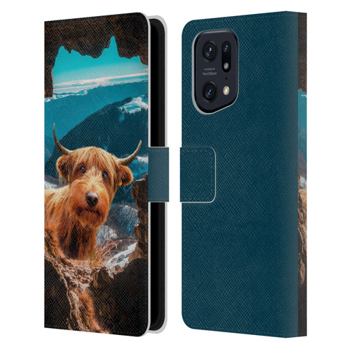 Pixelmated Animals Surreal Wildlife Cowpup Leather Book Wallet Case Cover For OPPO Find X5 Pro
