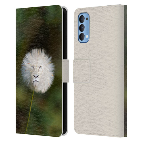 Pixelmated Animals Surreal Wildlife Dandelion Leather Book Wallet Case Cover For OPPO Reno 4 5G
