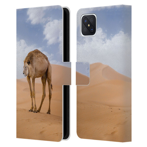Pixelmated Animals Surreal Wildlife Camel Lion Leather Book Wallet Case Cover For OPPO Reno4 Z 5G
