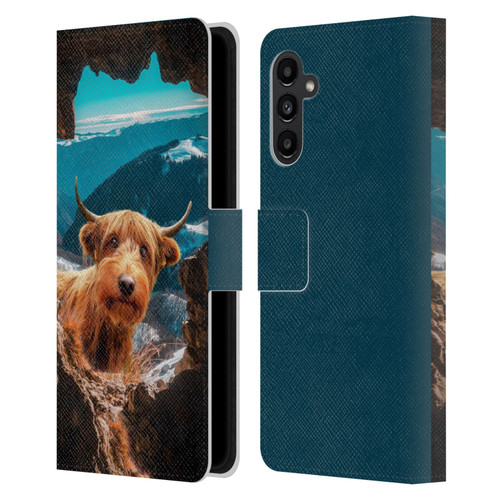 Pixelmated Animals Surreal Wildlife Cowpup Leather Book Wallet Case Cover For Samsung Galaxy A13 5G (2021)