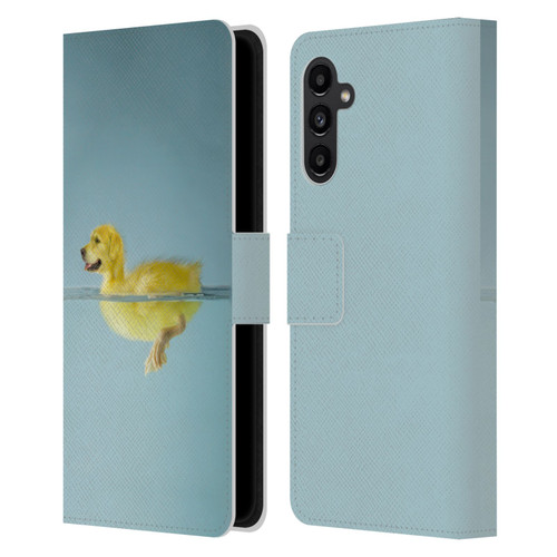 Pixelmated Animals Surreal Wildlife Dog Duck Leather Book Wallet Case Cover For Samsung Galaxy A13 5G (2021)