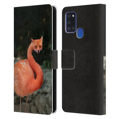 Pixelmated Animals Surreal Wildlife Foxmingo Leather Book Wallet Case Cover For Samsung Galaxy A21s (2020)