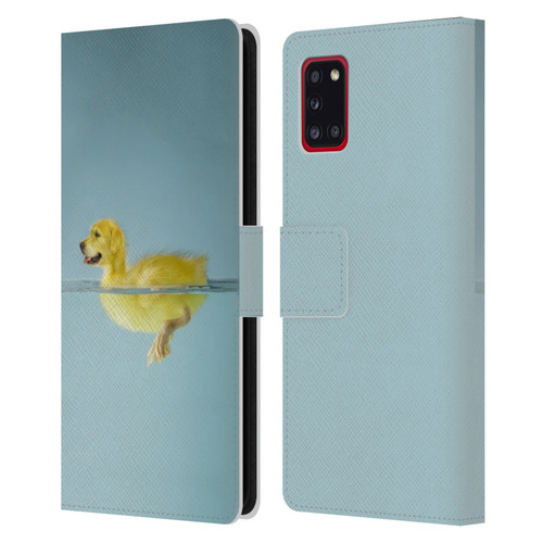 Pixelmated Animals Surreal Wildlife Dog Duck Leather Book Wallet Case Cover For Samsung Galaxy A31 (2020)