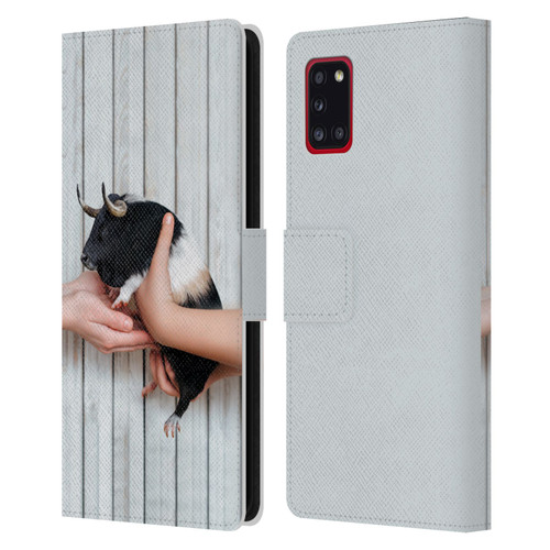 Pixelmated Animals Surreal Wildlife Guinea Bull Leather Book Wallet Case Cover For Samsung Galaxy A31 (2020)