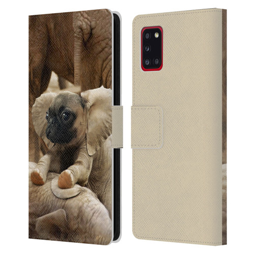 Pixelmated Animals Surreal Wildlife Pugephant Leather Book Wallet Case Cover For Samsung Galaxy A31 (2020)