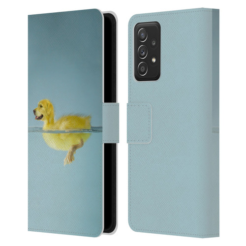 Pixelmated Animals Surreal Wildlife Dog Duck Leather Book Wallet Case Cover For Samsung Galaxy A52 / A52s / 5G (2021)