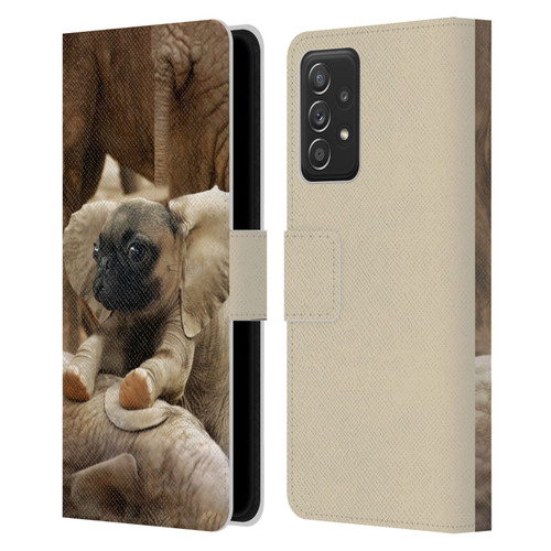 Pixelmated Animals Surreal Wildlife Pugephant Leather Book Wallet Case Cover For Samsung Galaxy A52 / A52s / 5G (2021)