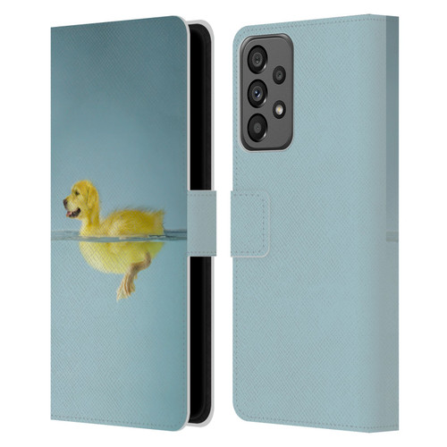Pixelmated Animals Surreal Wildlife Dog Duck Leather Book Wallet Case Cover For Samsung Galaxy A73 5G (2022)