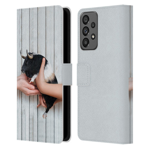 Pixelmated Animals Surreal Wildlife Guinea Bull Leather Book Wallet Case Cover For Samsung Galaxy A73 5G (2022)
