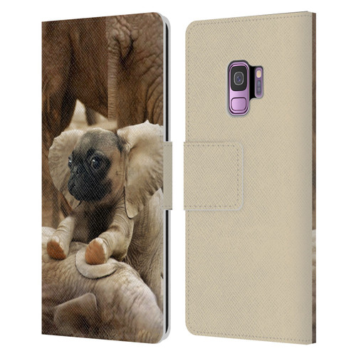 Pixelmated Animals Surreal Wildlife Pugephant Leather Book Wallet Case Cover For Samsung Galaxy S9