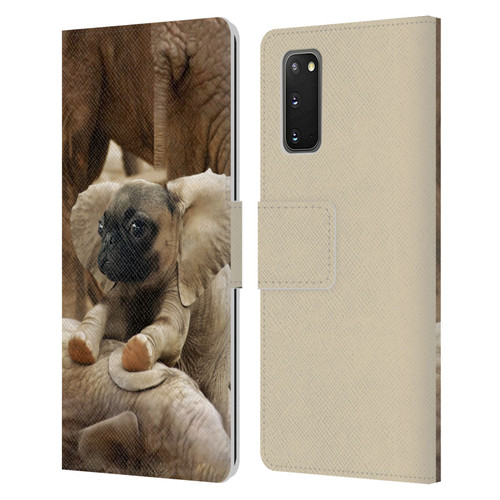 Pixelmated Animals Surreal Wildlife Pugephant Leather Book Wallet Case Cover For Samsung Galaxy S20 / S20 5G