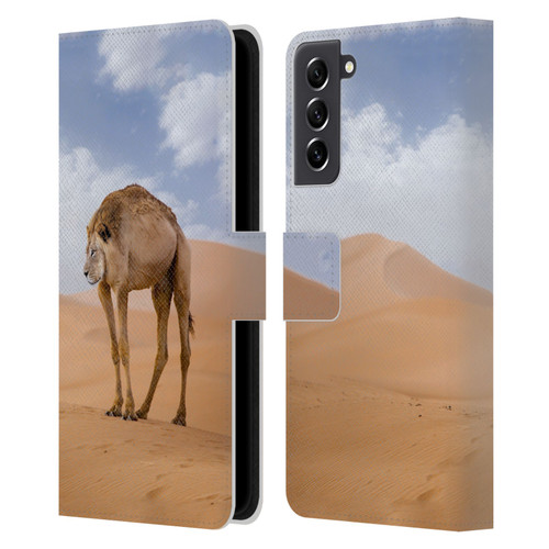 Pixelmated Animals Surreal Wildlife Camel Lion Leather Book Wallet Case Cover For Samsung Galaxy S21 FE 5G