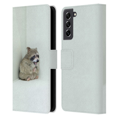 Pixelmated Animals Surreal Wildlife Hamster Raccoon Leather Book Wallet Case Cover For Samsung Galaxy S21 FE 5G
