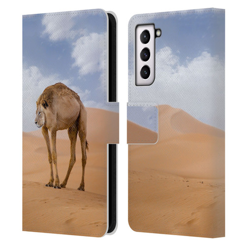 Pixelmated Animals Surreal Wildlife Camel Lion Leather Book Wallet Case Cover For Samsung Galaxy S21 5G