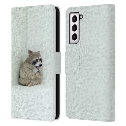 Pixelmated Animals Surreal Wildlife Hamster Raccoon Leather Book Wallet Case Cover For Samsung Galaxy S21 5G