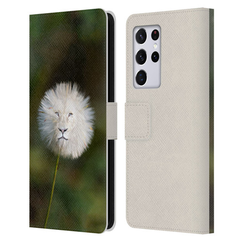 Pixelmated Animals Surreal Wildlife Dandelion Leather Book Wallet Case Cover For Samsung Galaxy S21 Ultra 5G
