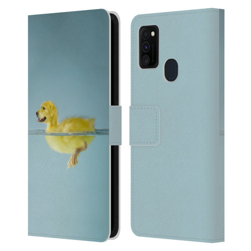 Pixelmated Animals Surreal Wildlife Dog Duck Leather Book Wallet Case Cover For Samsung Galaxy M30s (2019)/M21 (2020)