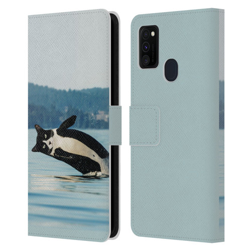 Pixelmated Animals Surreal Wildlife Orcat Leather Book Wallet Case Cover For Samsung Galaxy M30s (2019)/M21 (2020)