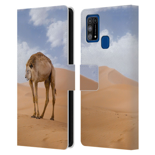 Pixelmated Animals Surreal Wildlife Camel Lion Leather Book Wallet Case Cover For Samsung Galaxy M31 (2020)